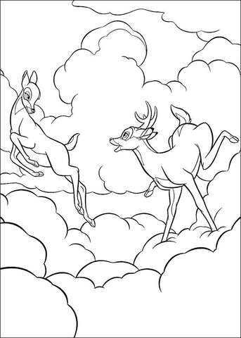 Bambi Loves Faline  Coloring Page